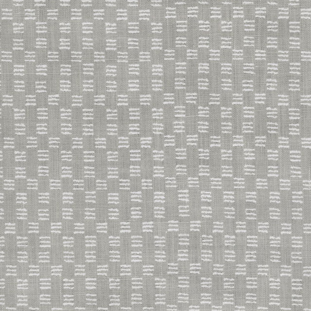 Soft greige-grey woven textile with broken white horizontal flecks in vertical columns