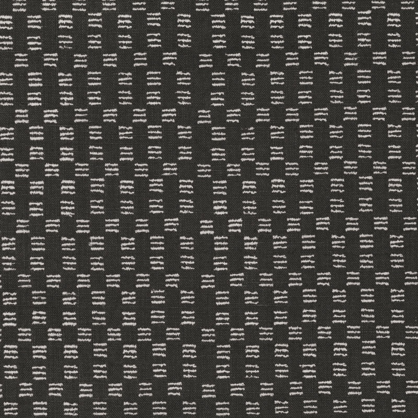 Gunmetal woven ground with pale broken horizontal dashes in vertical rows