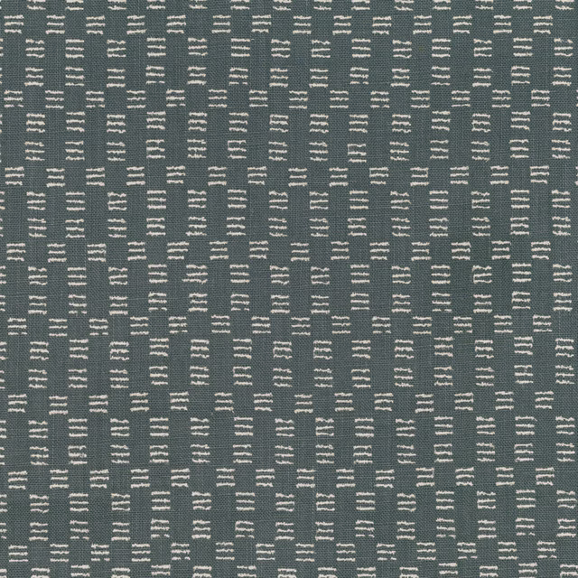 Deep blue-grey woven ground with irregular ivory dash marks in vertical rows
