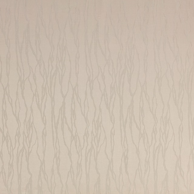Pale vellum-beige fabric with delicate taupe-grey vertical rivulet tracery