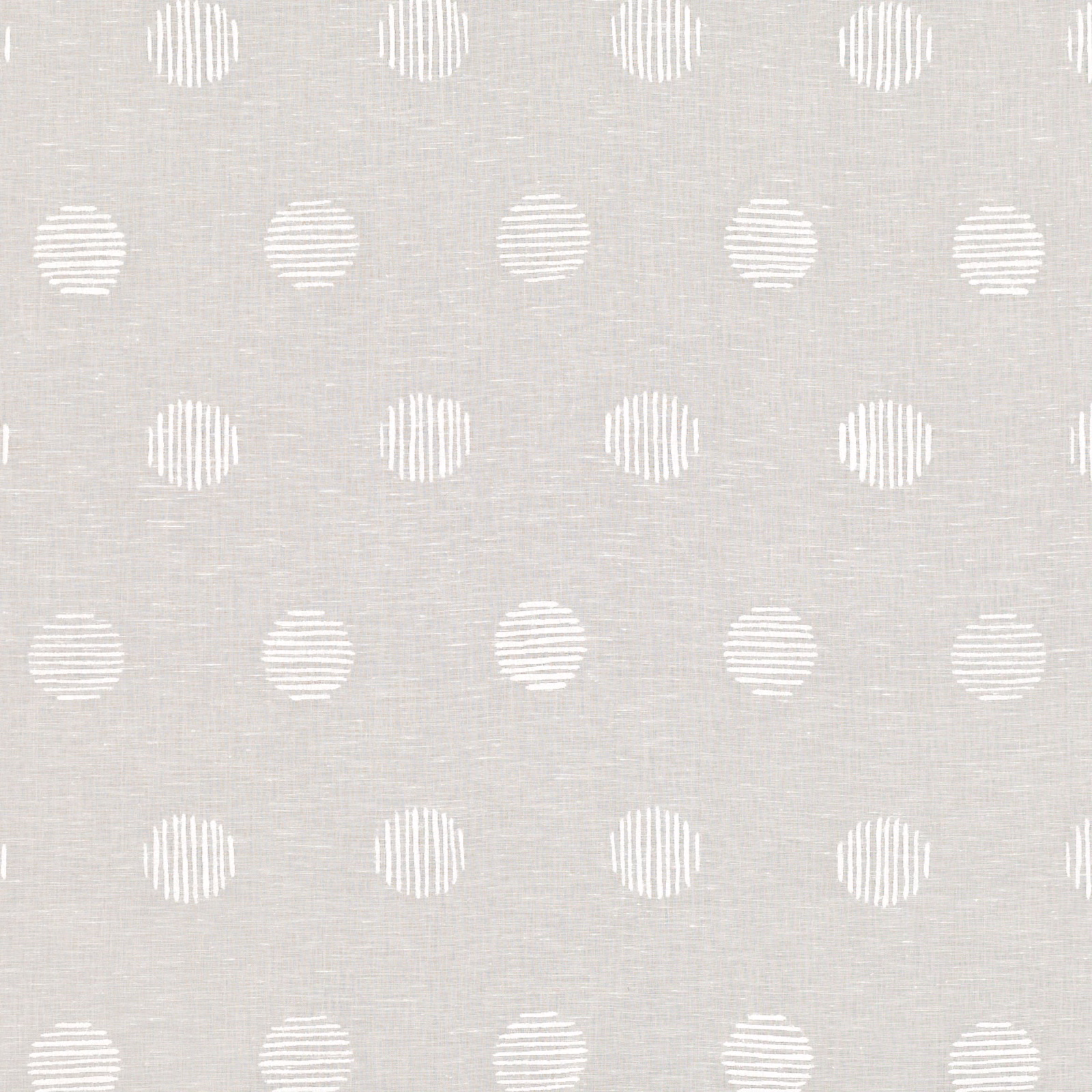 Pale cool-grey woven textile with white striped oval motifs and subtle slub texture