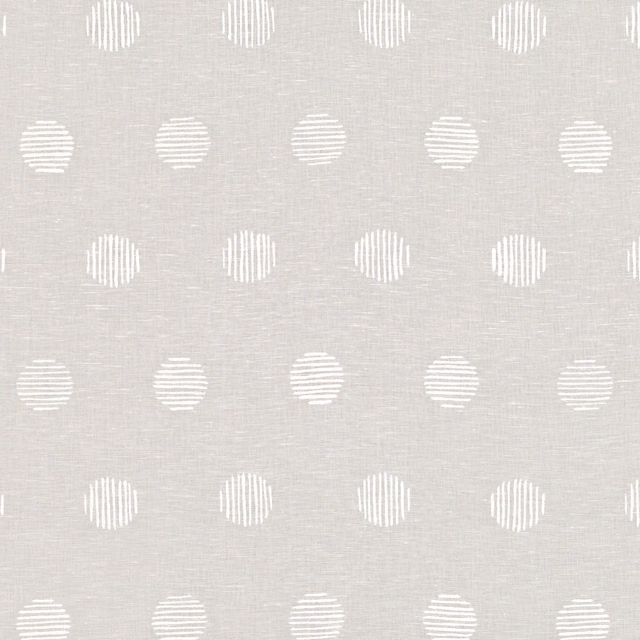 Pale cool-grey woven textile with white striped oval motifs and subtle slub texture