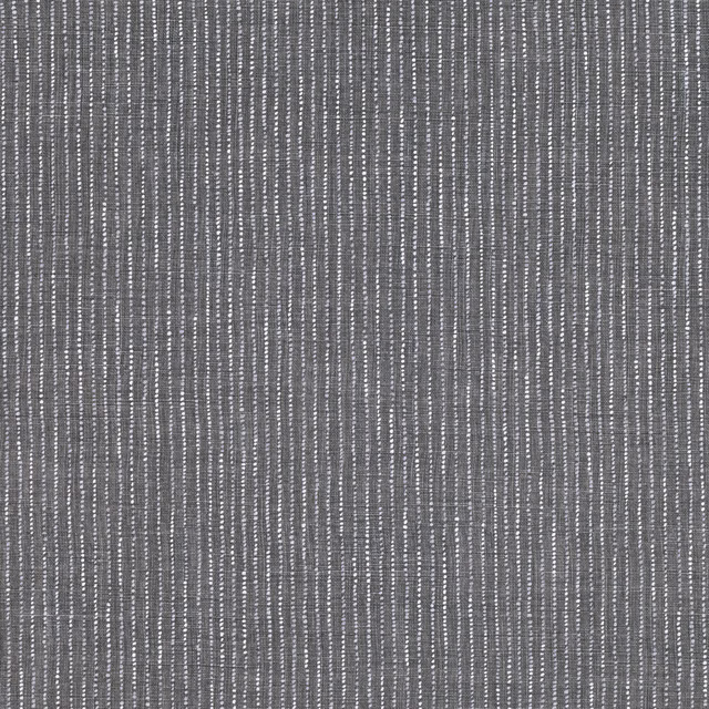 Cool carbon grey textile with fine pale vertical woven stripes and tactile texture