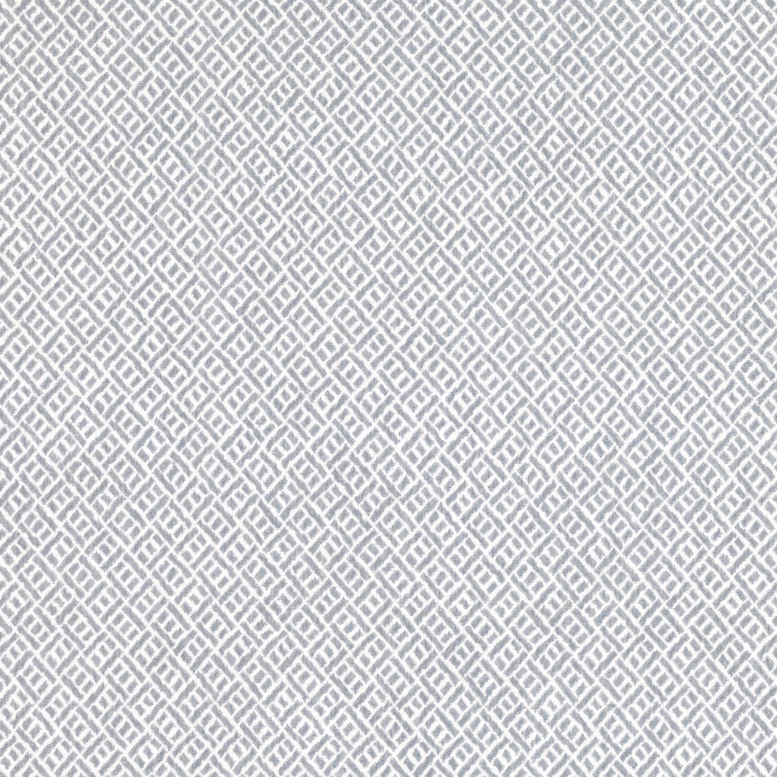 Pale dove-grey fabric with a small white interlocking geometric lattice
