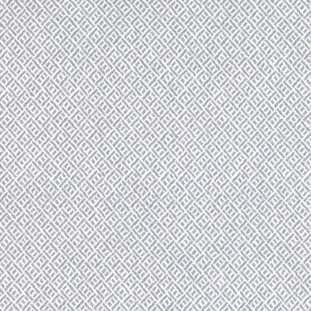 Pale dove-grey fabric with a small white interlocking geometric lattice