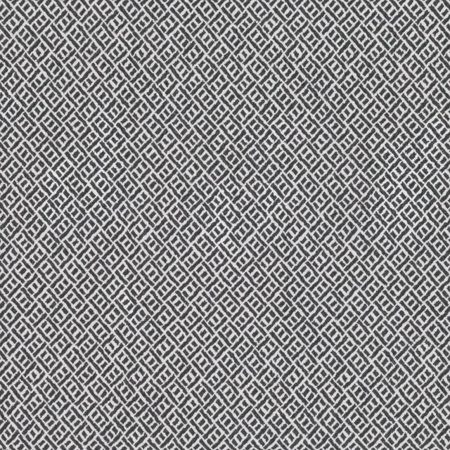 Cool ocean blue-grey woven ground with dense interlocking charcoal lattice motif