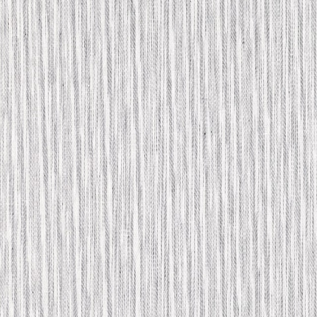 Cool white fabric with fine irregular grey vertical woven stripes