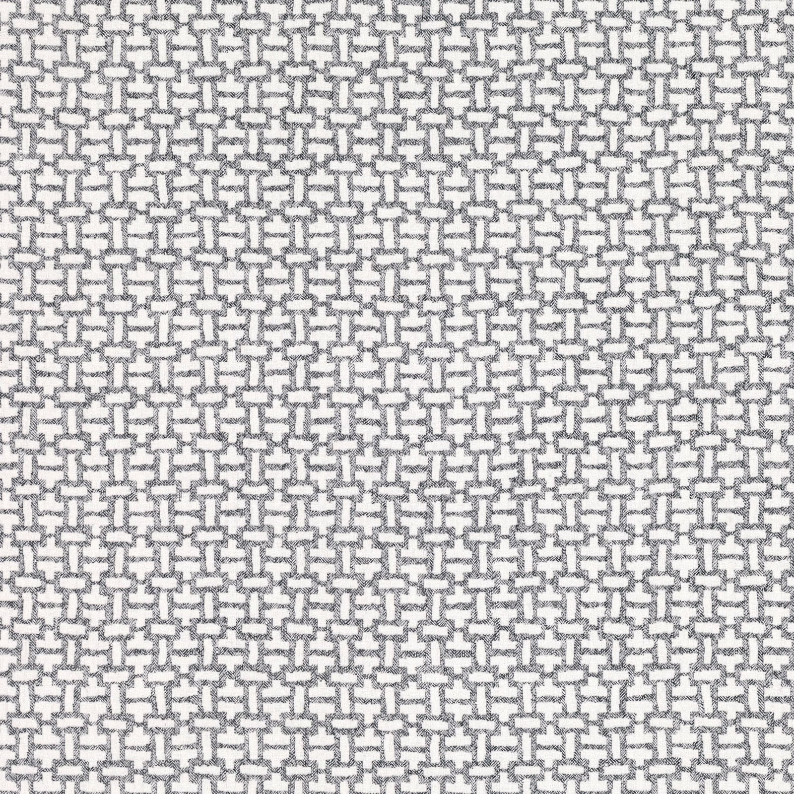 Cool blue-grey and ivory interlocking geometric weave with a softly nubby surface