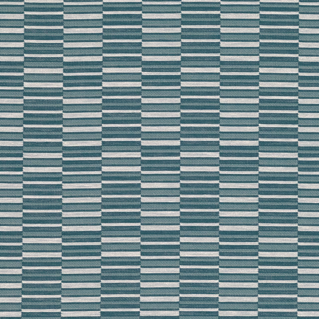 Muted Atlantic teal and ivory woven geometric bands with fine horizontal ridges