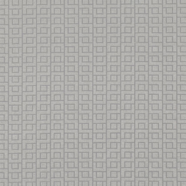 Cool dove-grey woven fabric with tonal interlocking rectangular geometric lines