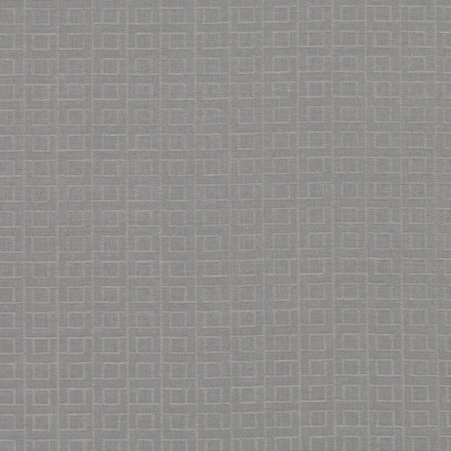 Cool grey woven fabric with fine interlocking rectangular lines and subtle texture