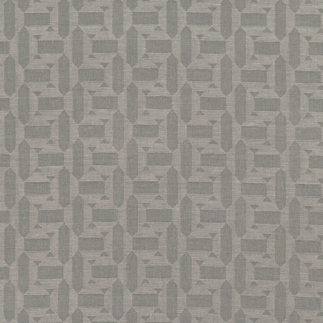 Cool gunmetal grey woven textile with interlocking blocks and softly varied texture