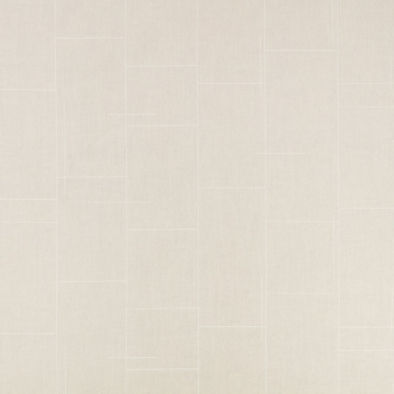 Warm white sand fabric with fine white embroidered rectangular lines and soft woven texture