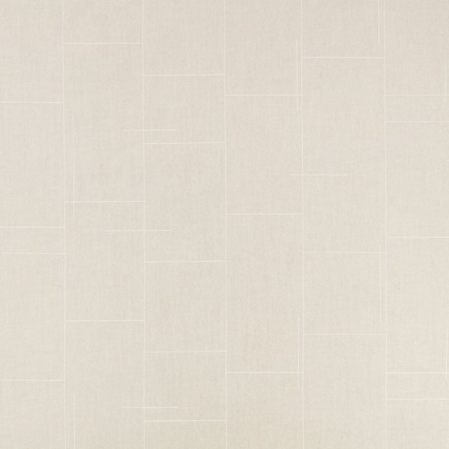 Warm white sand fabric with fine white embroidered rectangular lines and soft woven texture