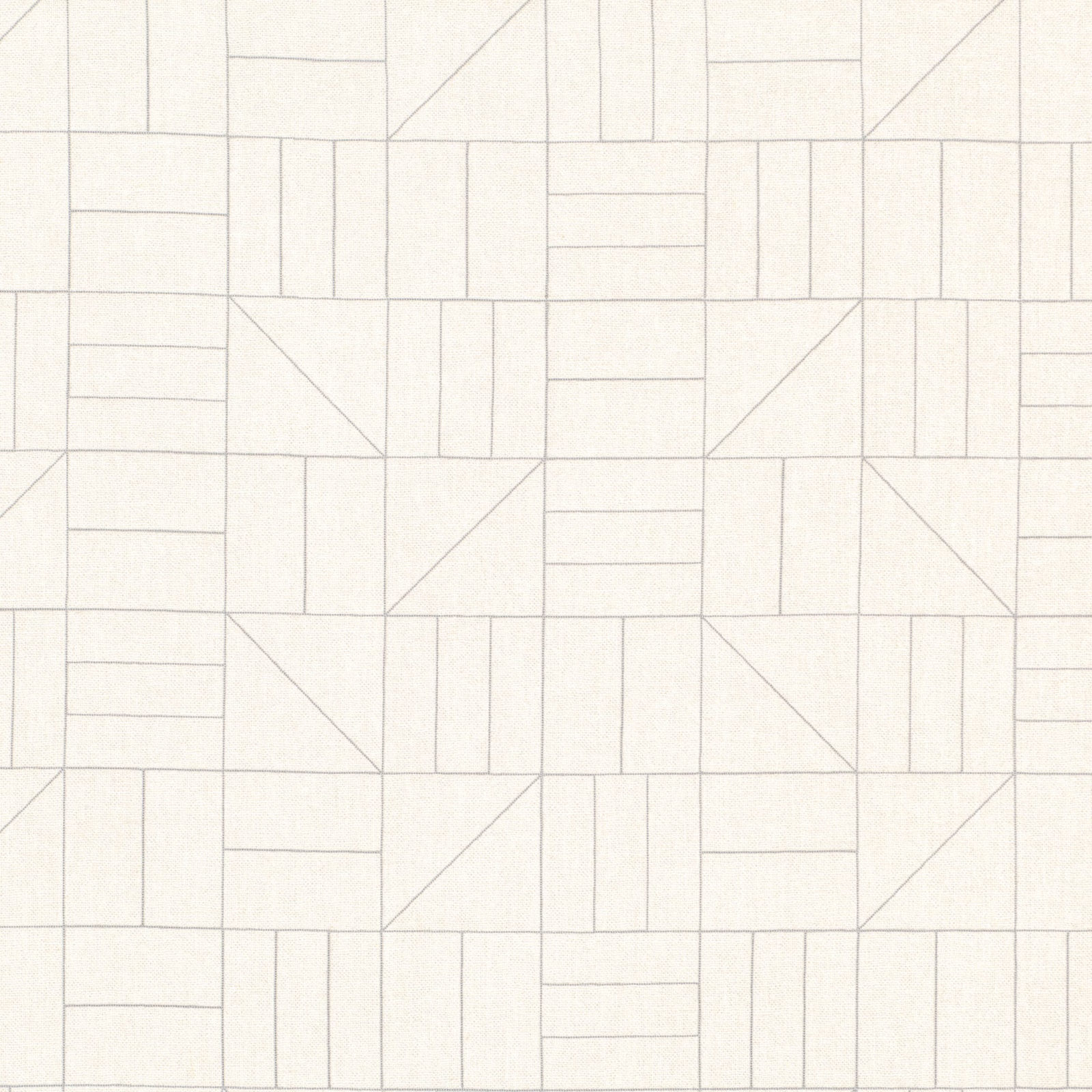 Pale plaster-ivory fabric with fine grey geometric blocks and diagonal lines