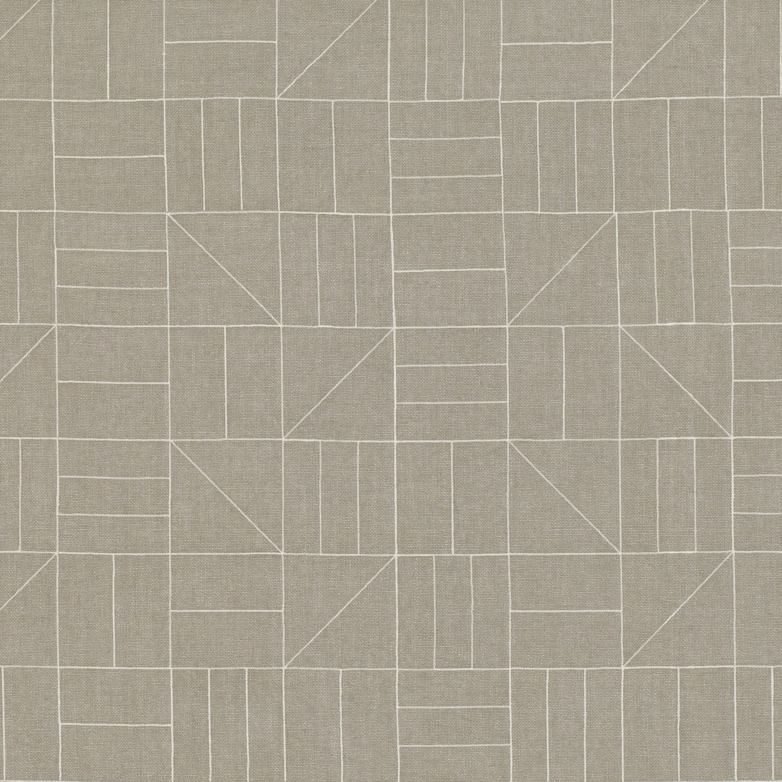 Taupe-grey textile with pale geometric lines and a fine woven grain
