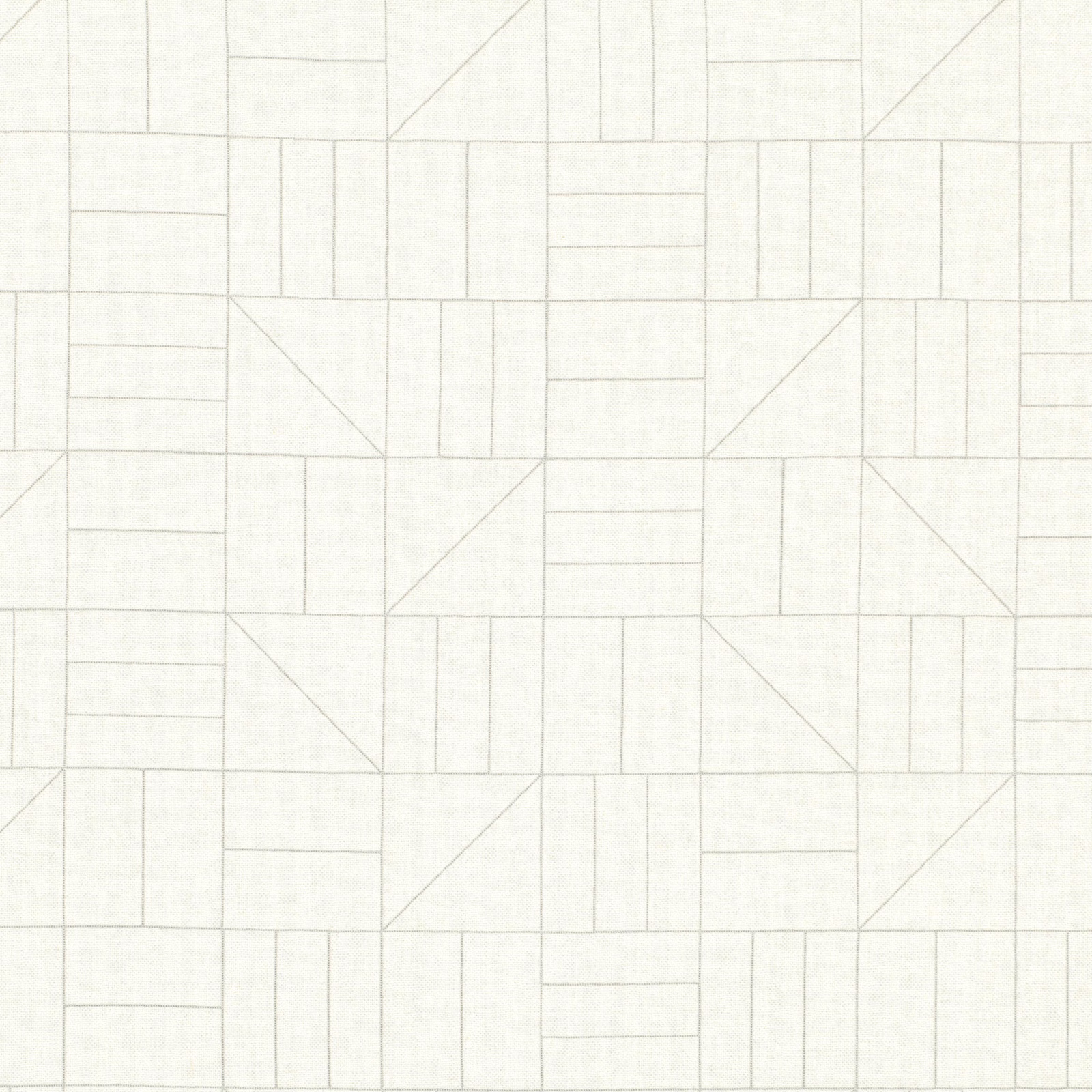 Soft snow-white fabric with delicate grey geometric blocks, grids and diagonal lines