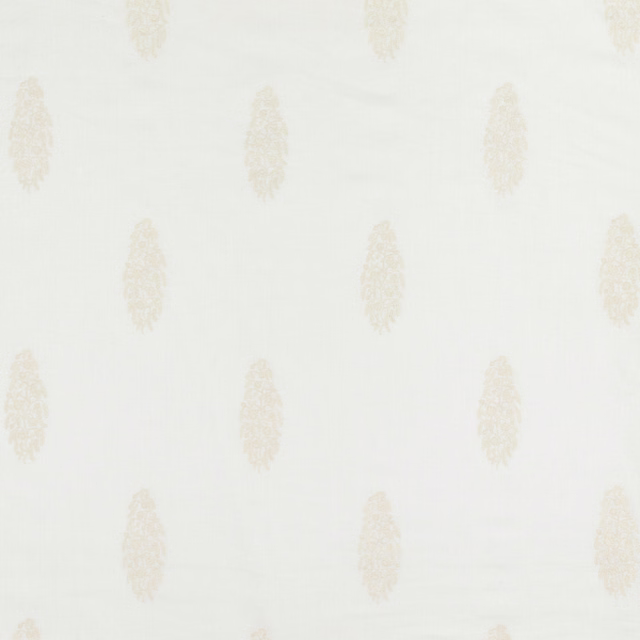 Warm ivory fabric with sparse pale beige elongated motifs in vertical rows