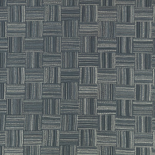 Deep indigo textile with pale horizontal and vertical lines forming irregular rectangular blocks