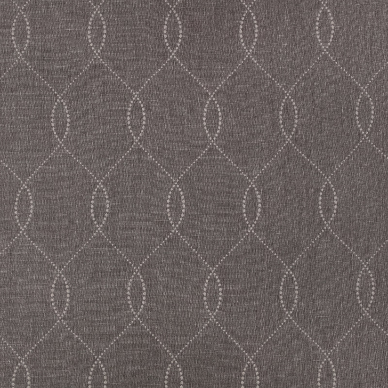 Cool grey textile with pale dotted ogee diamonds and fine vertical woven texture