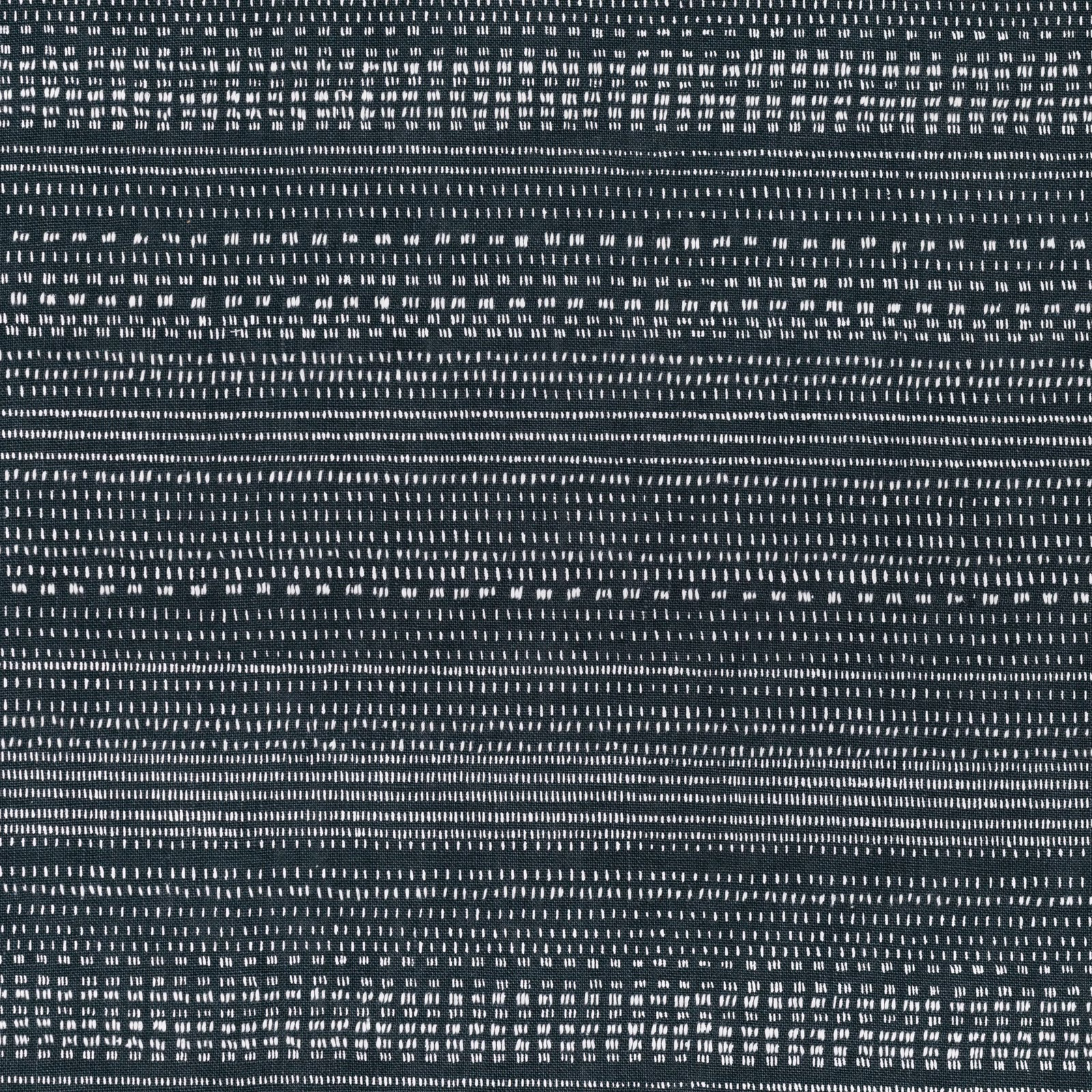 Deep indigo textile with pale broken dashes arranged in dense horizontal rows