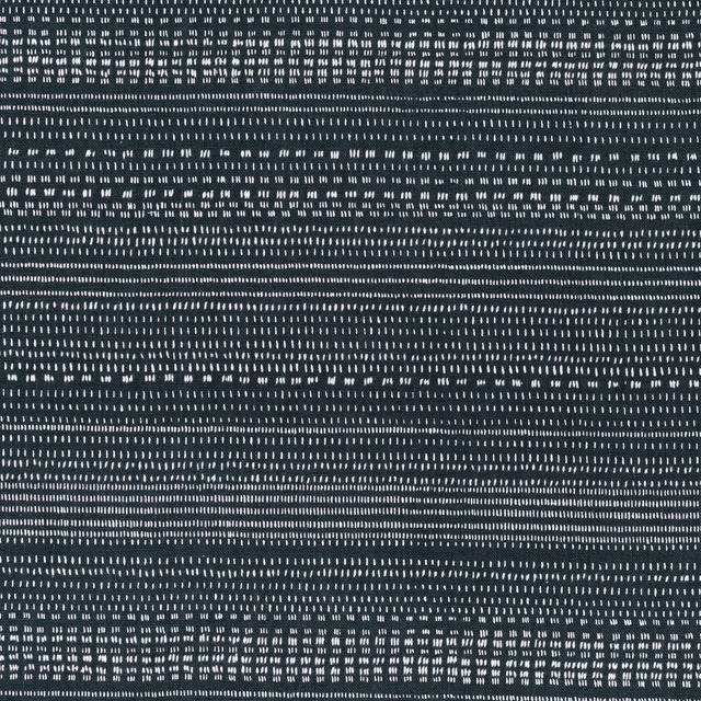 Deep indigo textile with pale broken dashes arranged in dense horizontal rows