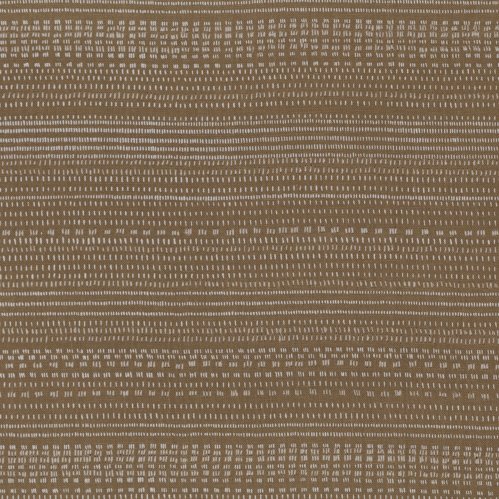 Warm taupe woven fabric with pale horizontal dash rows and tactile striped texture