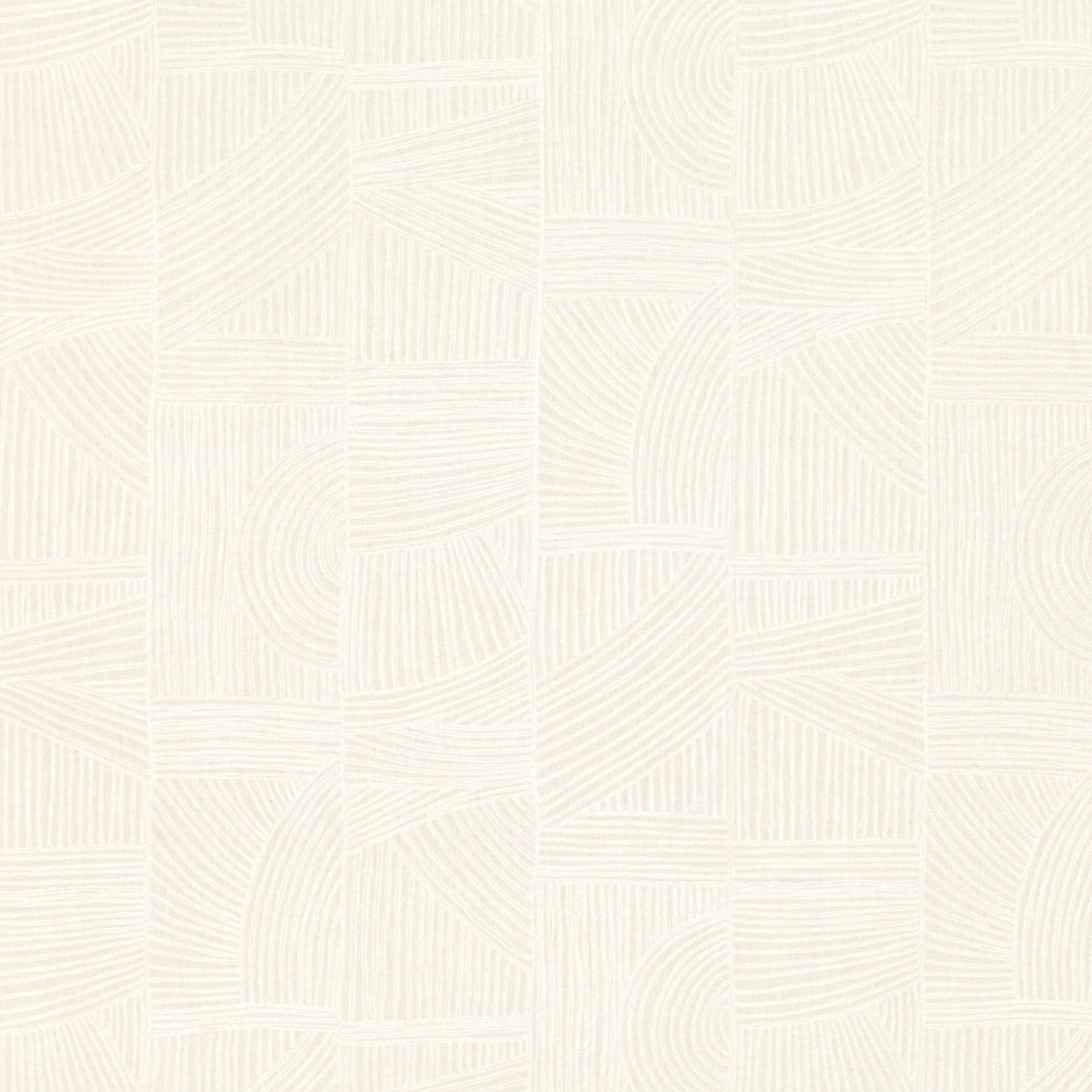 Ivory textile with tonal curved woodgrain lines arranged in geometric panels