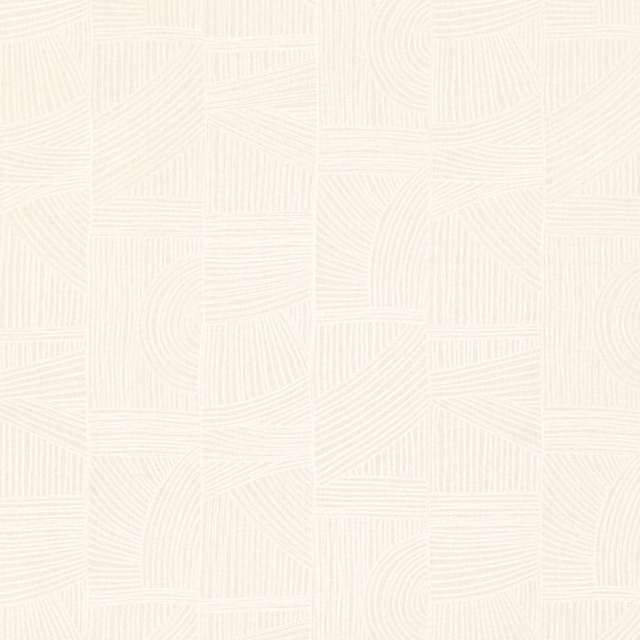 Ivory textile with tonal curved woodgrain lines arranged in geometric panels