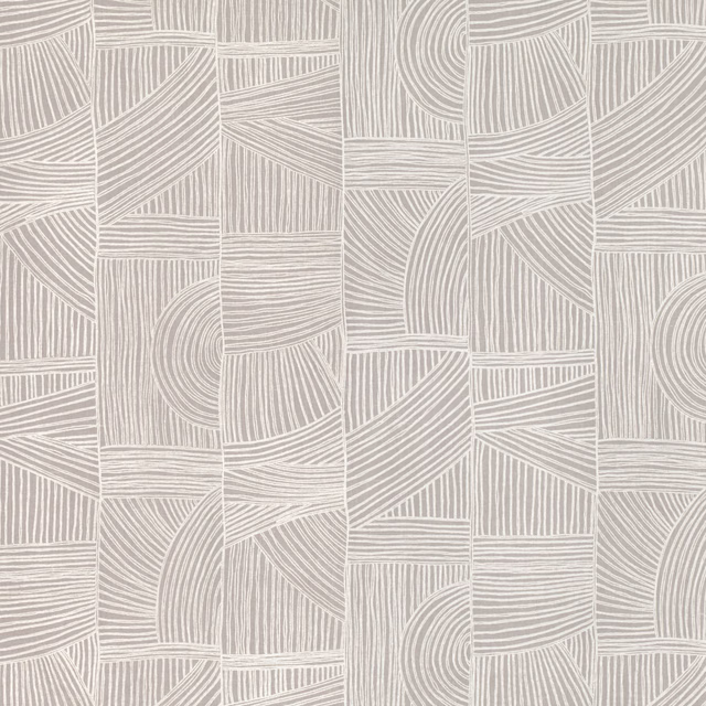 Pale silvery-grey textile with ivory woodgrain curves arranged in angular panels