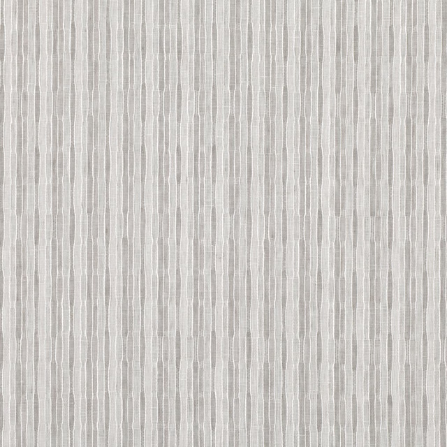 Cool grey sheer swatch with narrow, wavering white vertical lines and open texture