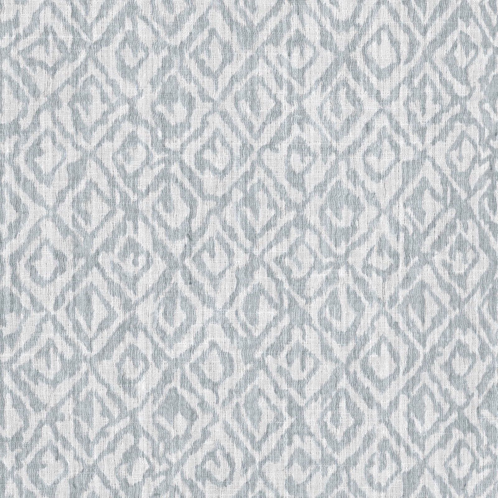 Pale blue-grey sheer with softly textured ikat-like diamond motifs
