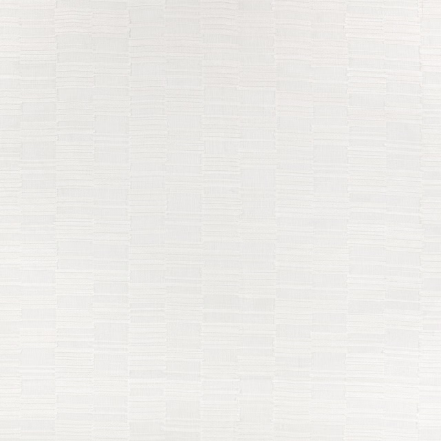 Cool white sheer with fine horizontal texture and faint vertical grid lines