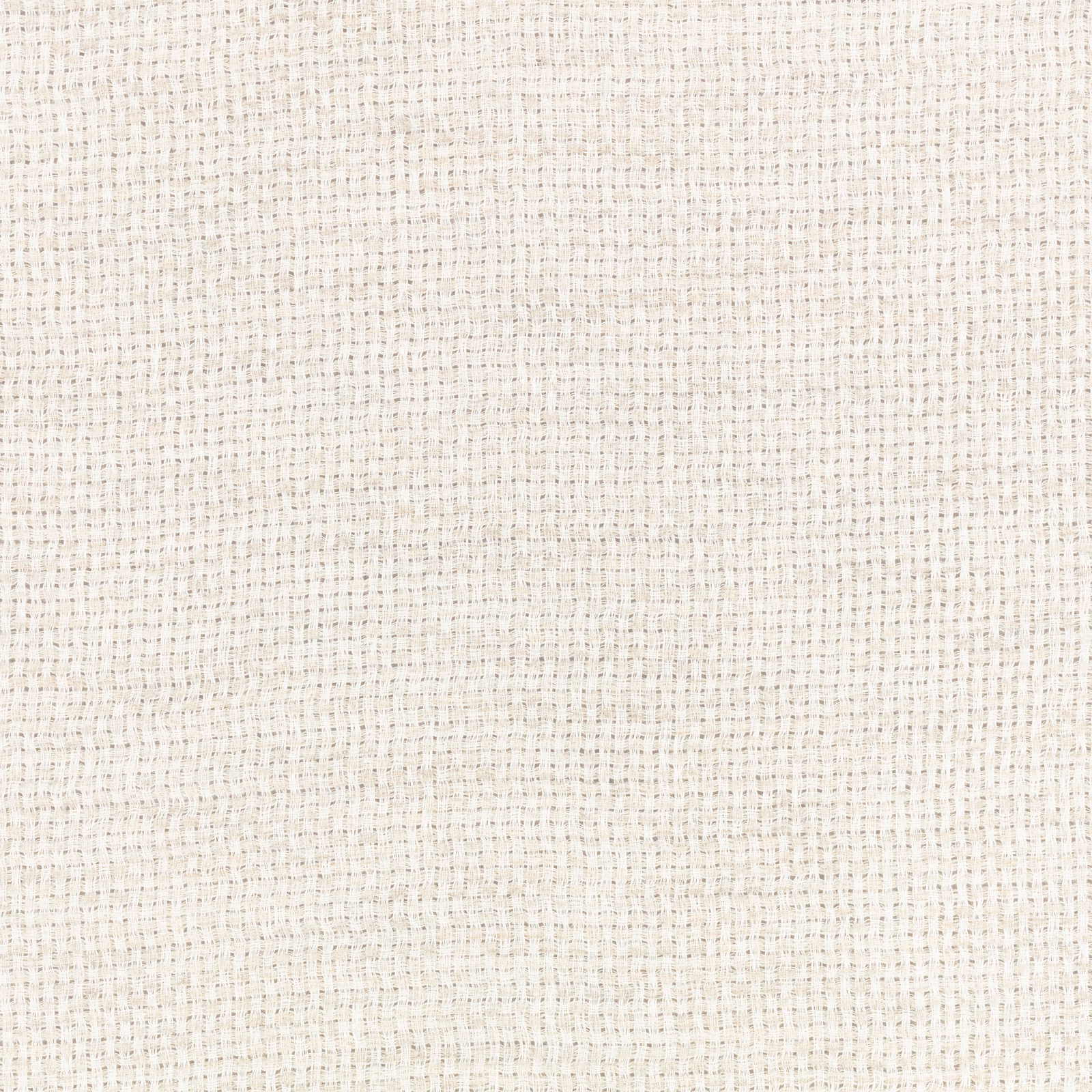 Close view of pale vellum-cream fabric with a fine grey-flecked woven grid