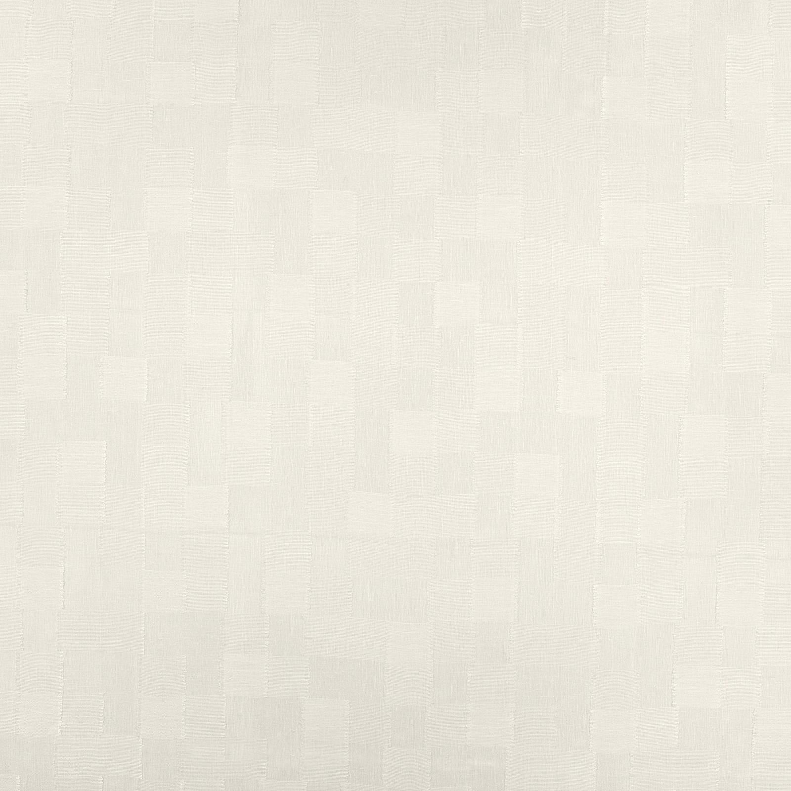 Pale ivory sheer with fine woven texture and faint overlapping rectangular blocks