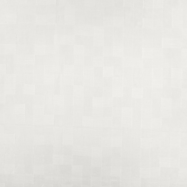Cool silvery-white sheer with subtle overlapping rectangular woven blocks