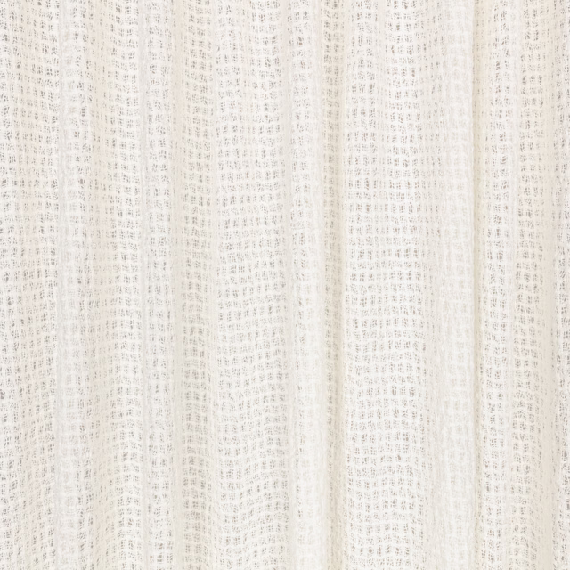 Ivory-white sheer fabric with fine open weave and softly vertical folds