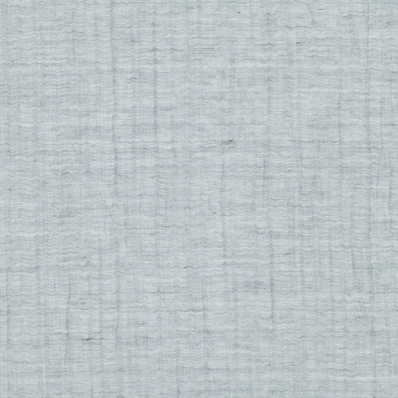 Pale blue-grey sheer fabric with fine rippled horizontal texture and subtle vertical striations