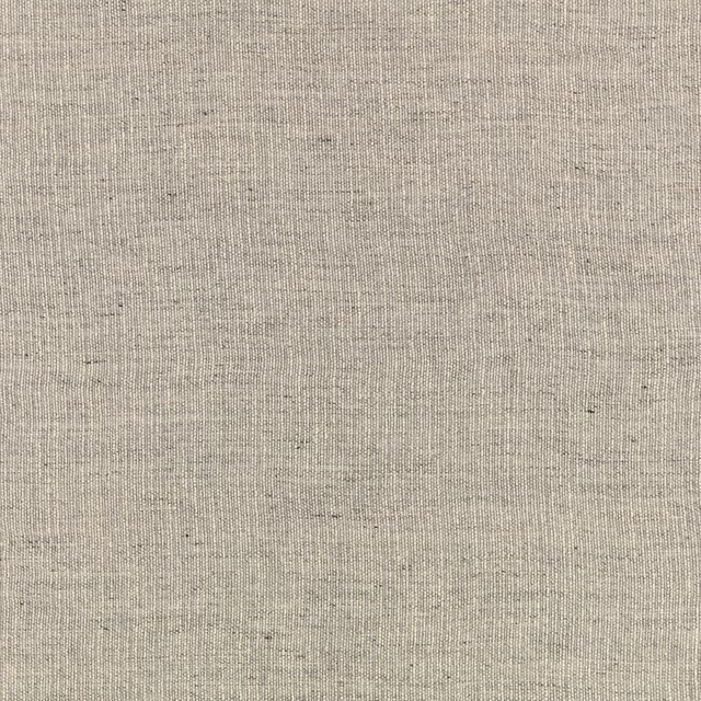 Pale driftwood greige sheer with fine vertical slubs and scattered dark flecks
