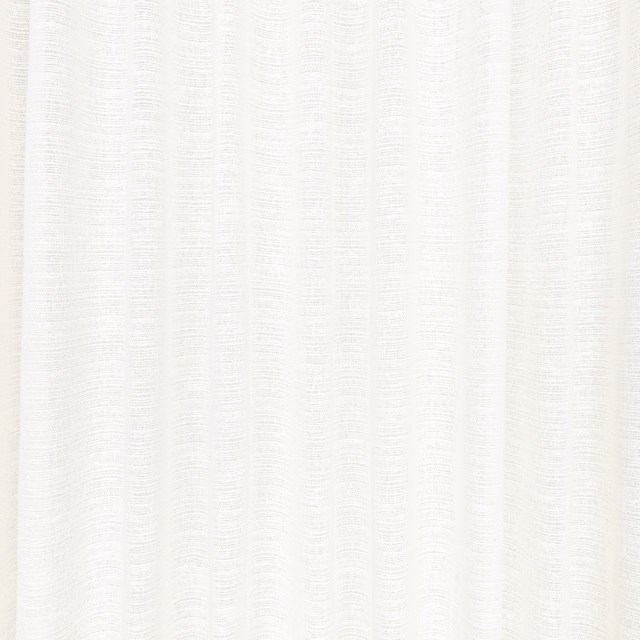Soft white sheer with delicate vertical striations and fine horizontal woven texture