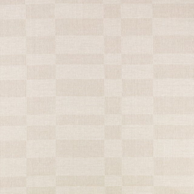 Pale natural woven fabric with soft tonal rectangular checks and fine crosshatch texture