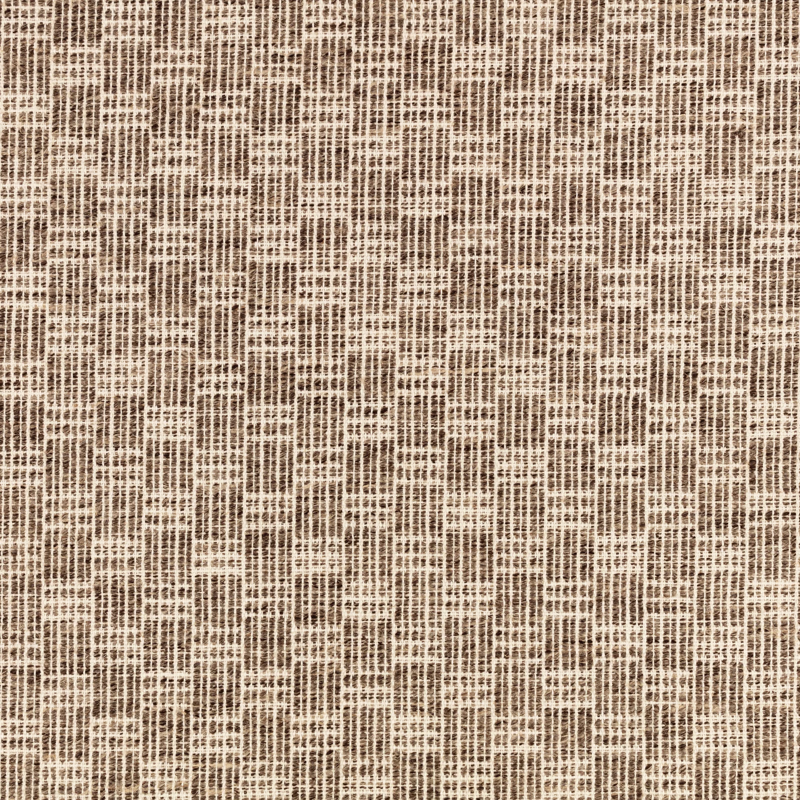 Chestnut brown woven fabric with an irregular cream crisscross grid and tactile texture