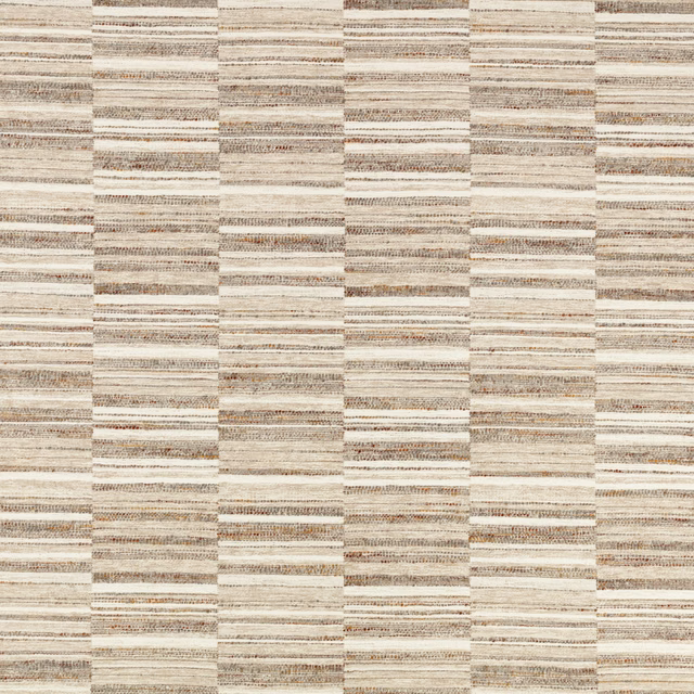 Pale grey-beige woven swatch with irregular horizontal bands and taupe flecks