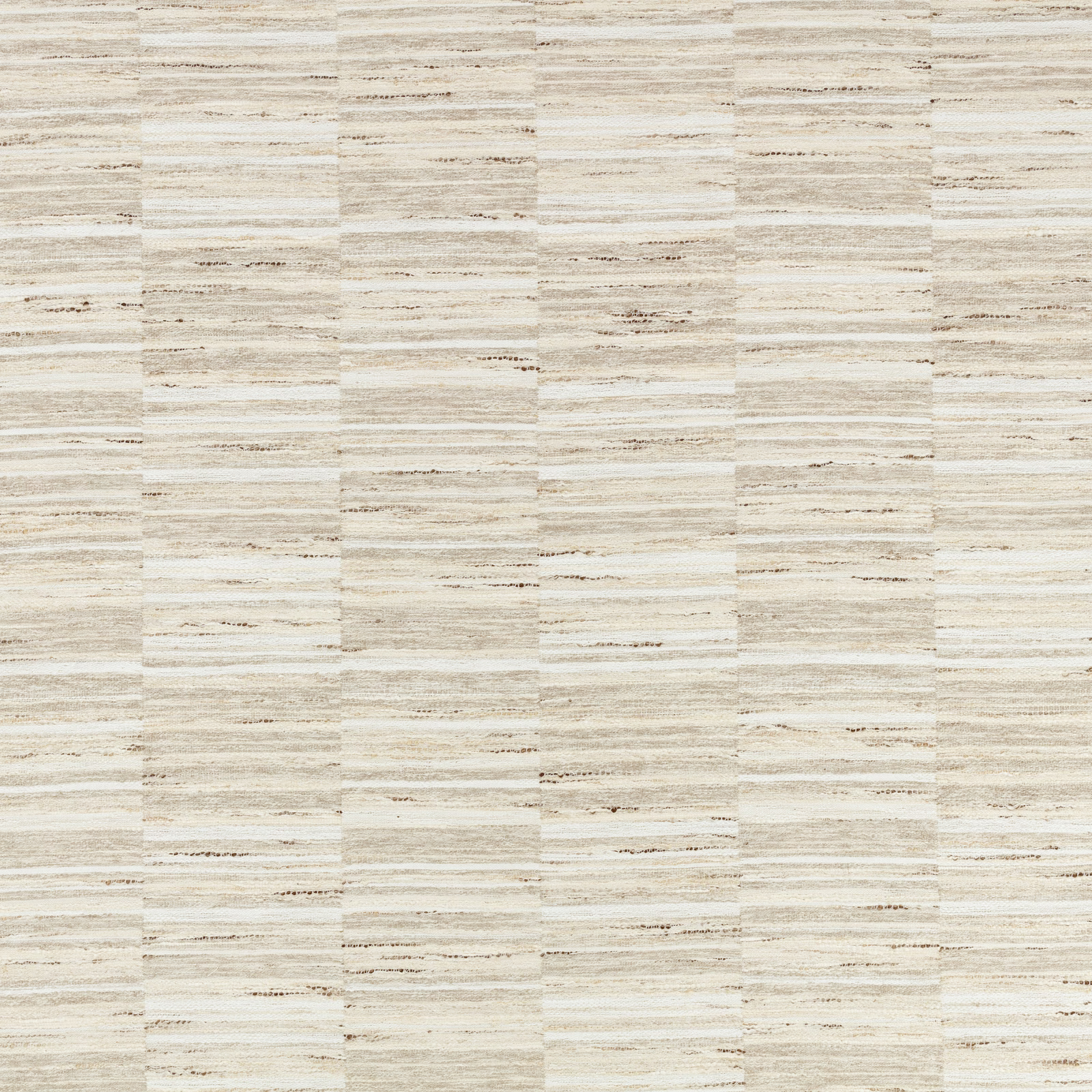 Parchment beige woven textile with taupe horizontal slubs and broken rectangular bands