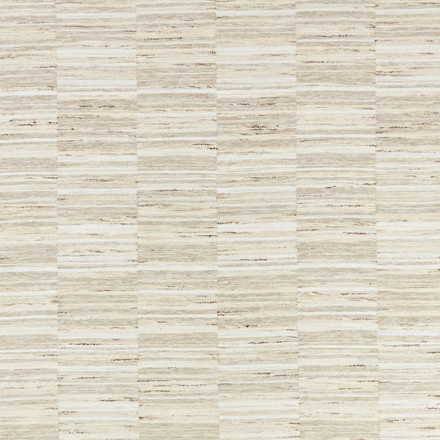 Parchment beige woven textile with taupe horizontal slubs and broken rectangular bands