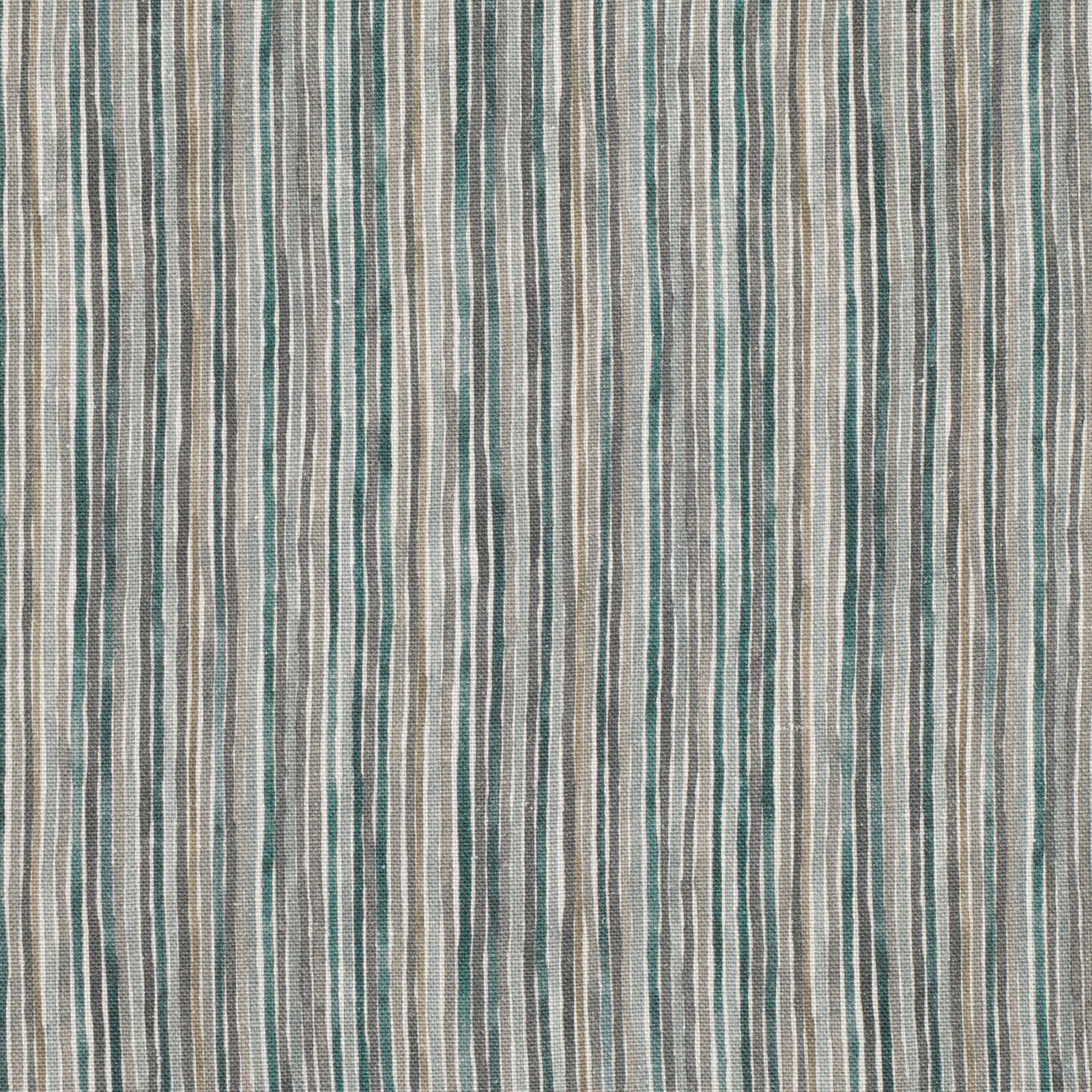 Muted Atlantic teal, chalk and taupe vertical stripe textile with tactile weave