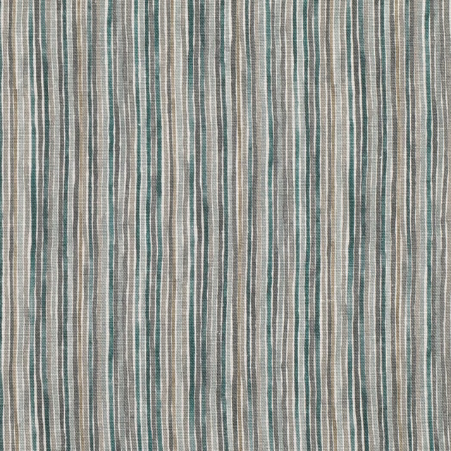 Muted Atlantic teal, chalk and taupe vertical stripe textile with tactile weave