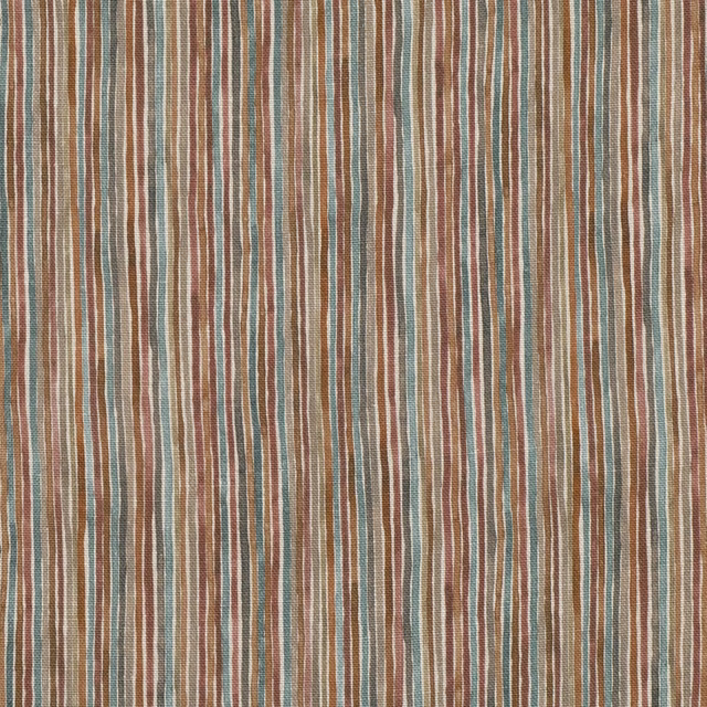 Berry, teal, cream and brown irregular vertical stripes on a textured woven fabric