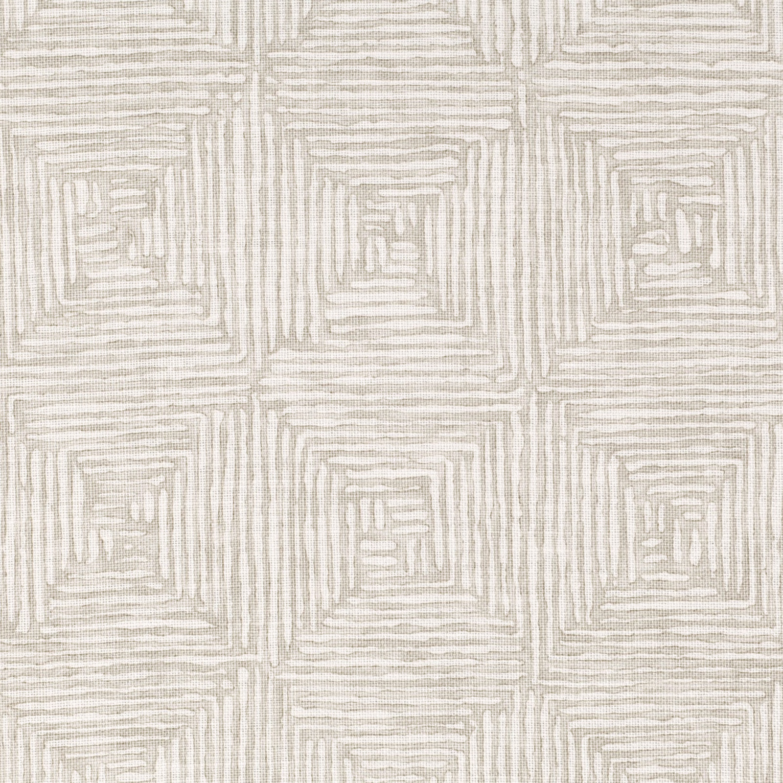 Warm ivory textile with pale greige nested squares and fine vertical striations