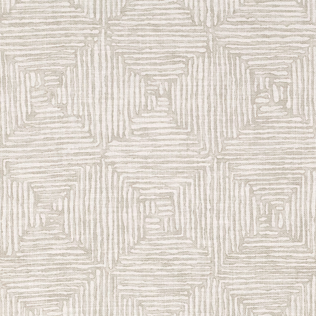 Warm ivory textile with pale greige nested squares and fine vertical striations